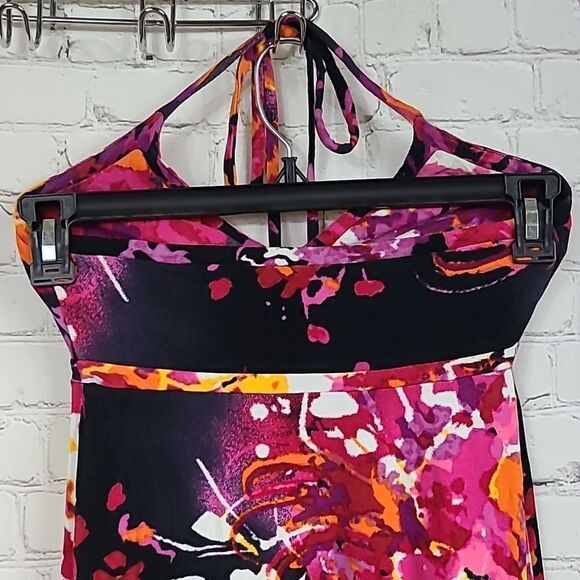 Express XS Colorful Babydoll Halter Mini Dress Soft Rayon Knit Slip Sundress - Picture 8 of 9